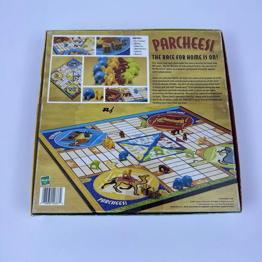 Vtg Parcheesi Board Game Milton Bradley Classic Game of India Complete 2001
